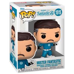 Figura POP Marvel Los 4 Fantasticos Mister Fantastic de vinilo con 9 cm de altura. Representa al personaje en pose dinámica con su traje azul y detalles característicos, ideal para coleccionistas y fans de Marvel.