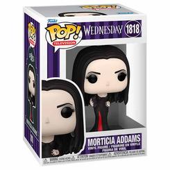 Figura POP de Morticia Addams de la serie Miércoles en vinilo, con vestido negro y detalles en rojo. Presentada en caja regalo, mantiene el estilo clásico de las figuras POP.