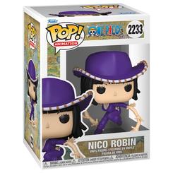 Figura POP One Piece Nico Robin en vinilo con caja regalo. Representa al personaje con su pose característica y brazos adicionales, ideal para coleccionistas y fans del anime.