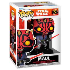 Figura POP Star Wars Maul Shadow Lord Maul en vinilo con pose dinámica y sable de luz doble rojo. Presentada en caja regalo, es un producto oficial ideal para coleccionistas y fans de Star Wars.
