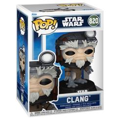 Figura POP Star Wars: The Mandalorian &amp; Grogu - Clang en vinilo con caja regalo. Representa a Clang con su casco y detalles faciales, ideal para coleccionistas de la serie The Mandalorian.