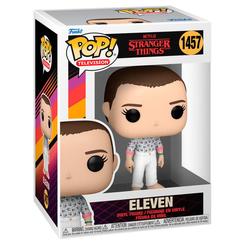 Figura POP Stranger Things Eleven de vinilo con 9 cm de altura. Representa a Eleven con su característico look y se presenta en caja diseñada para regalo.