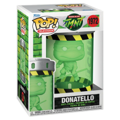 Figura POP Teenage Mutant Tortugas Ninja Donatello en vinilo dentro de caja regalo con diseño de contenedor de laboratorio. Representa al personaje Donatello de la serie Teenage Mutant Ninja Turtles.