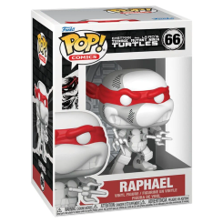 Figura POP Teenage Mutant Tortugas Raphael en vinilo con caja regalo. Representa al personaje Raphael de las Tortugas Ninja con su antifaz rojo y armas características en el estilo Funko POP.