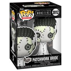 Figura POP Universal Monsters Patchwork Bride de vinilo con diseño de parches y costuras negras. Representa a la novia de Frankenstein en estilo característico de la línea POP, presentada en caja regalo.