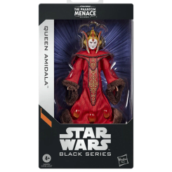 Figura Queen Amidala The Phantom Menace Star Wars Black Series de 15 cm, con vestido rojo detallado y rostro pintado según la película. Ideal para coleccionistas y fans de Star Wars.