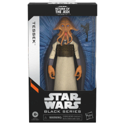 Figura coleccionable de Tessek de Star Wars: El retorno del Jedi, con 15 cm de altura y accesorio incluido. Forma parte de la línea Black Series y está pensada para niños a partir de 4 años.