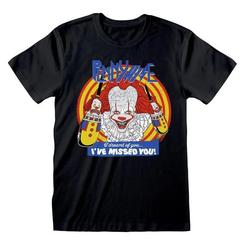 Camiseta negra It Missed You con estampado frontal de Pennywise y texto en inglés. Prenda oficial disponible en varias tallas para fans de la saga It.