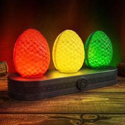 Ilumina tu espacio con la misteriosa y fascinante Lámpara Huevos de Dragón, inspirada en el épico universo de Juego de Tronos.

Con unas medidas de 10,4x30,3x14,10 cm
