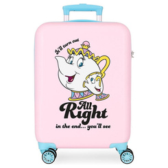 Maleta trolley ABS de 55 cm con diseño de Chip y Mrs. Potts de La Bella y la Bestia. Incluye cierre TSA, ruedas dobles multidireccionales, sistema expandible y organizador interior.