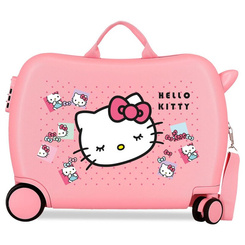 Maleta trolley de 50 cm con diseño de Hello Kitty en rosa, fabricada en ABS con cierre TSA, ruedas dobles multidireccionales y sistema expandible con organizador interior.