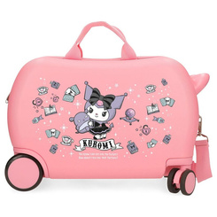 Maleta trolley de 45 cm con diseño de Kuromi de Hello Kitty, fabricada en ABS y equipada con 4 ruedas, 2 multidireccionales, ideal para niños y viajes cortos.