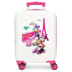 Maleta trolley ABS Fun Minnie &amp; Daisy Disney de 50 cm con cierre TSA, ruedas multidireccionales y sistema expandible. Incluye organizador interior para facilitar el orden en los viajes.
