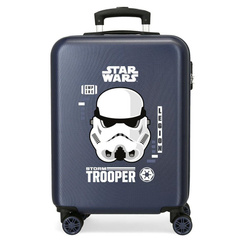 Maleta trolley ABS de cabina Star Wars con diseño Stormtrooper, mide 55 cm y tiene 34 litros de capacidad. Fabricada en ABS resistente, incluye cuatro ruedas multidireccionales y cierre con combinación para mayor seguridad.