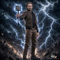 Figura de acción de Steve Rogers de Marvel Avengers: Doomsday a escala 1/6 y 31 cm de altura. Incluye múltiples brazos y manos intercambiables, Mjølnir con iluminación LED y base diorama con luces USB.