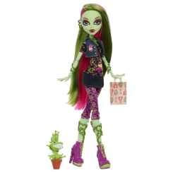 Muñeca Venus McFlytrap Repro Monster High con accesorios y planta mascota Chewlian. Reproducción del personaje original de 2012, ideal para coleccionistas y fans de la franquicia.