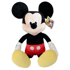 Peluche de Mickey de Disney de 120 cm de altura con diseño clásico y colores originales. Su textura suave y gran tamaño lo hacen ideal para decorar o abrazar.