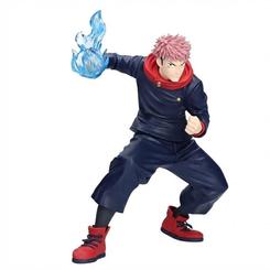 Figura Yuji Itadori Maximatic Jujutsu Kaisen de 20 cm fabricada por BANPRESTO. Representa al protagonista con su uniforme y llama azul en el puño, ideal para coleccionistas y fans del anime.