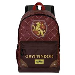 Mochila Griffindor Harry Potter de 44 cm con diseño granate y escudo dorado de la casa Gryffindor. Incluye compartimento principal y bolsillo frontal, ideal para uso diario y escolar.