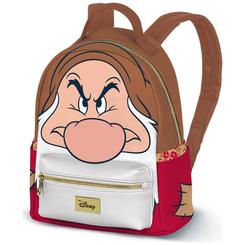 Mochila urbana de 29x25x16 cm con diseño de Gruñon de Blancanieves Disney. Incluye compartimento principal, bolsillo delantero con cremallera, dos bolsillos laterales y forro interior con bolsillo para organizar objetos.