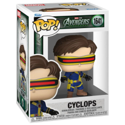 Figura POP Marvel Studios Avengers Doomsday Cyclops en vinilo con cabeza oscilante. Presentada en caja regalo, reproduce a Cíclope con su traje azul y visor característico en formato compacto ideal para coleccionistas.