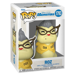 Figura POP Disney Pixar Monsters Roz en vinilo con caja regalo original. Representa a Roz con su suéter amarillo y gafas características, ideal para coleccionistas y fans de la franquicia Monsters.