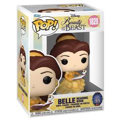 Figura POP Disney La Bella y la Bestia Belle Reading Book de vinilo por FUNKO en caja regalo. Representa a Bella leyendo un libro con su vestido amarillo característico en el estilo clásico POP.