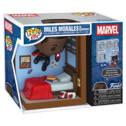Figura POP Nooks Marvel Miles Morales in Bedroom en vinilo con diorama de la habitación del personaje. Producto oficial FUNKO en caja regalo, ideal para exposición y colección.