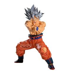 Figura de Son Goku V Grandista de Dragon Ball Super con 25 cm de altura en pose de combate. Destaca por su diseño detallado y su característico cabello plateado.