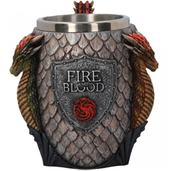Impresionante Jarra de Cerveza con el escudo de la casa Targaryen de Juego de Tronos. Esta preciosa obra de arte está realizada en acero inoxidable y resina con una capacidad 600 ml, 