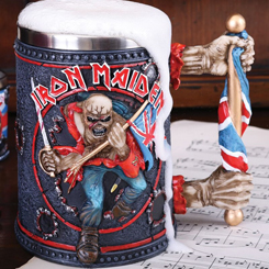Espectacular Jarra de Cerveza con el logo de la famosa banda de Rock and Roll Iron Maiden. Esta preciosa obra de arte está realizada en acero inoxidable y resina con una capacidad 600 ml, 