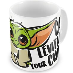 Taza oficial de Star Wars con el motivo de Baby Yoda - My Child Can Levitate Your Child basada en la serie de Disney + The Mandalorian, realizada en cerámica con una capacidad de 0,33 litros,