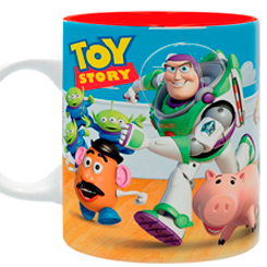 Taza oficial con los famosos personajes Woody, Buzz, Rex, Jessie... basados en la saga de Toy Story, la taza está realizada en cerámica con una capacidad de 0,33 litros,