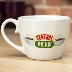 Taza Cappuccino oficial de Warner con el motivo del famoso café de la serie Friends El Central Perk, revive las aventuras de Rachel Green, Phoebe Buffay, Chandler Bing, Joey Tribbiani, Ross Geller, y Monica Geller 