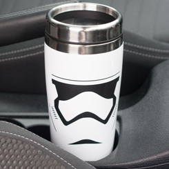 Taza de viaje oficial de Star Wars con el motivo de First Order Stormtrooper de alta calidad con una capacidad de 0,45 litros, incluye grabados en el exterior. 