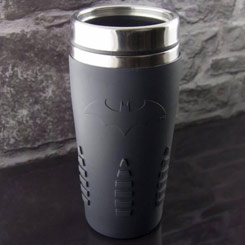 Espectacular Taza de viaje con el Logo de Batman basado en los comics de DC Comics. La taza está realizada acero inoxidable y silicona.