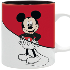 Taza oficial de Mickey Mouse Anniversary con el motivo de varios bocetos Vintage, realizada en cerámica con una capacidad de 0,33 litros, incluye grabados en el exterior. 