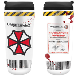 Taza de viaje oficial Umbrella Corporation basada en la saga de Resident Evil. La taza tiene una capacidad aproximada de 355 ml., está realizado en plástico aislante
